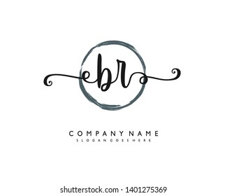 initials letter BR handwriting logo vector template