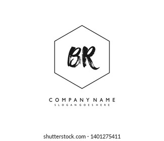 initials letter BR handwriting logo vector template