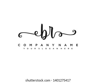 initials letter BR handwriting logo vector template