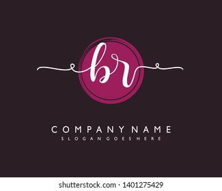 initials letter BR handwriting logo vector template