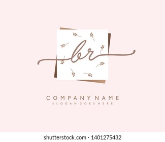 initials letter BR handwriting logo vector template