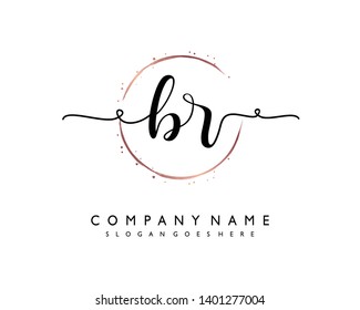 initials letter BR handwriting logo vector template