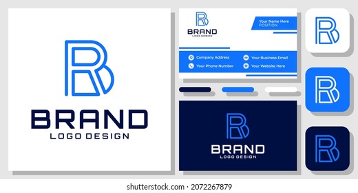 Initials Letter BR RB Monogram Creative Abstract Modern Logo Design with Business Card Template