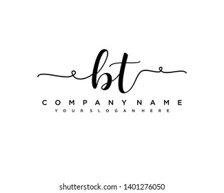 initials letter BT handwriting logo vector template