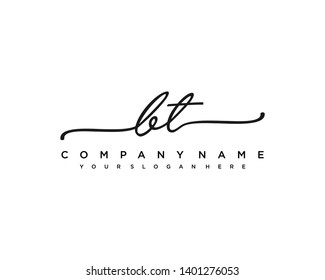 initials letter BT handwriting logo vector template