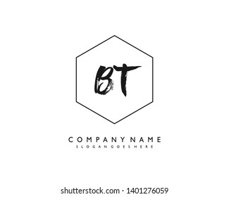 initials letter BT handwriting logo vector template