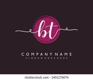 initials letter BT handwriting logo vector template