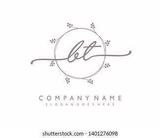 initials letter BT handwriting logo vector template