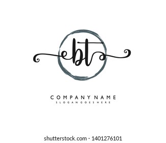 initials letter BT handwriting logo vector template