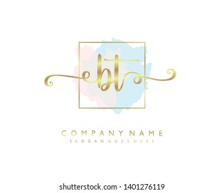 initials letter BT handwriting logo vector template