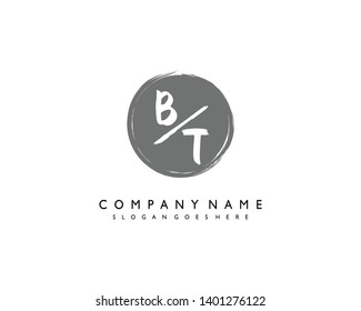 initials letter BT handwriting logo vector template