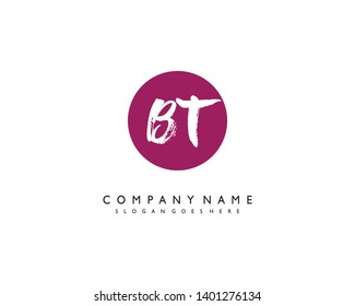initials letter BT handwriting logo vector template