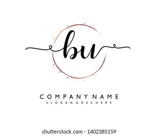 initials letter BU handwriting logo vector template