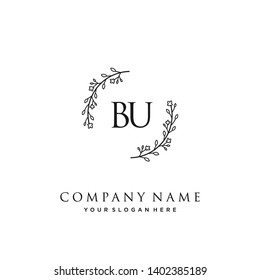 initials letter BU handwriting logo vector template