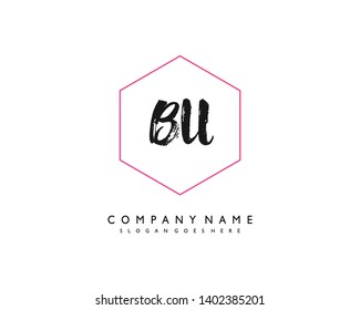 initials letter BU handwriting logo vector template