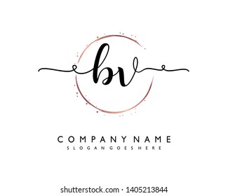initials letter BV handwriting logo vector template