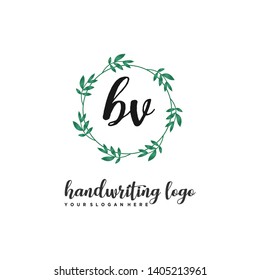 initials letter BV handwriting logo vector template