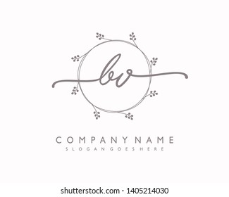 initials letter BV handwriting logo vector template