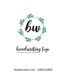 initials letter BW handwriting logo vector template