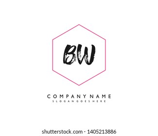 initials letter BW handwriting logo vector template