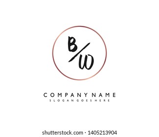 initials letter BW handwriting logo vector template