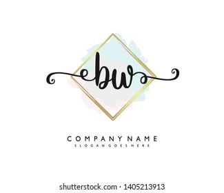 initials letter BW handwriting logo vector template