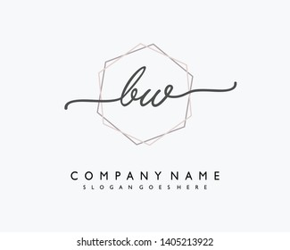 initials letter BW handwriting logo vector template