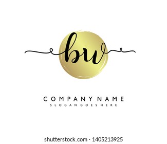 initials letter BW handwriting logo vector template