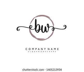 initials letter BW handwriting logo vector template