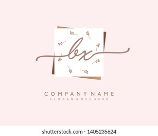 initials letter BX handwriting logo vector template