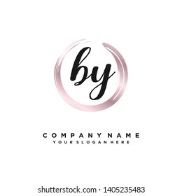 initials letter BY handwriting logo vector template