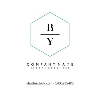 initials letter BY handwriting logo vector template