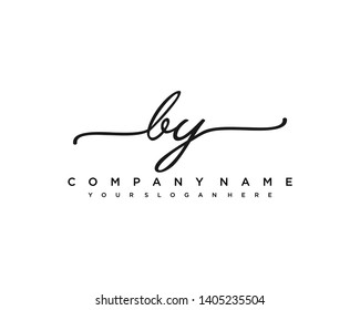 initials letter BY handwriting logo vector template