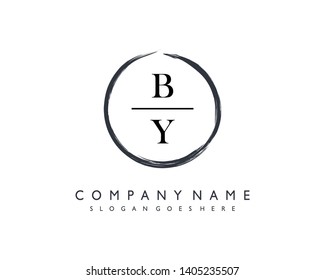 initials letter BY handwriting logo vector template