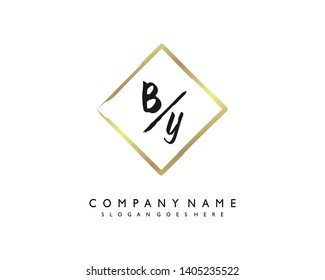 initials letter BY handwriting logo vector template