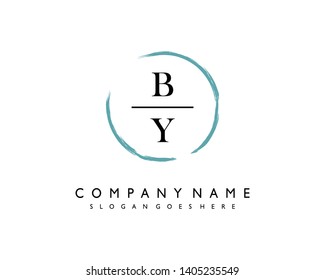initials letter BY handwriting logo vector template