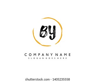 initials letter BY handwriting logo vector template