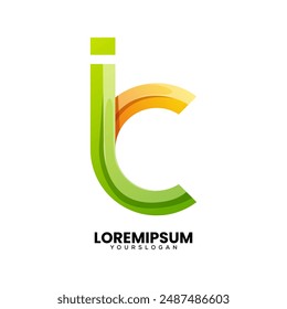initials letter i C  colorful logo design
