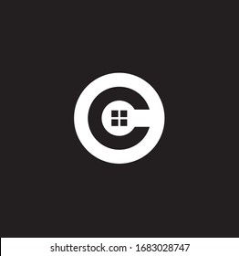 Initials letter C home silhouette logo design