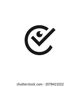initials letter c icon graphic concept logo check design and eyes