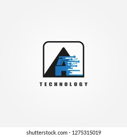 initials A letter, circuit icon technology, vector logo technology for business corporate, elements, illustrations