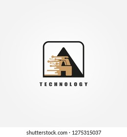 initials A letter, circuit icon technology, vector logo technology for business corporate, elements, illustrations