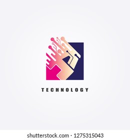 initials A letter, circuit icon technology, vector logo technology for business corporate, elements, illustrations