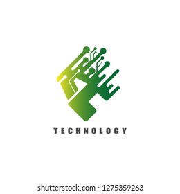initials A letter Circuit icon template, vector logo technology for business corporate, elements, illustration