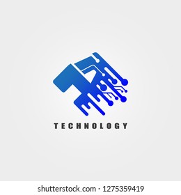 initials A letter Circuit icon template, vector logo technology for business corporate, elements, illustration