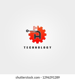 initials A letter, circuit icons templates, vector logo technology for business corporate, gear, cogwheel, elements, illustration -vector