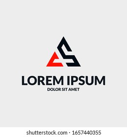 Initials Letter CS Logo Template. Monogram Triangle Symbol Vector.