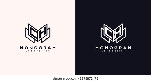 Initials letter CX book study monogram icon line art design vector illustration