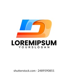 initials letter D colorful logo design 