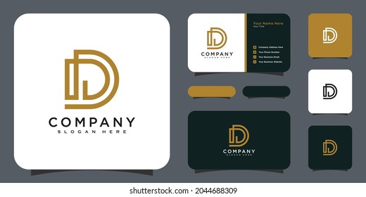initials letter D logo vector design template and business card